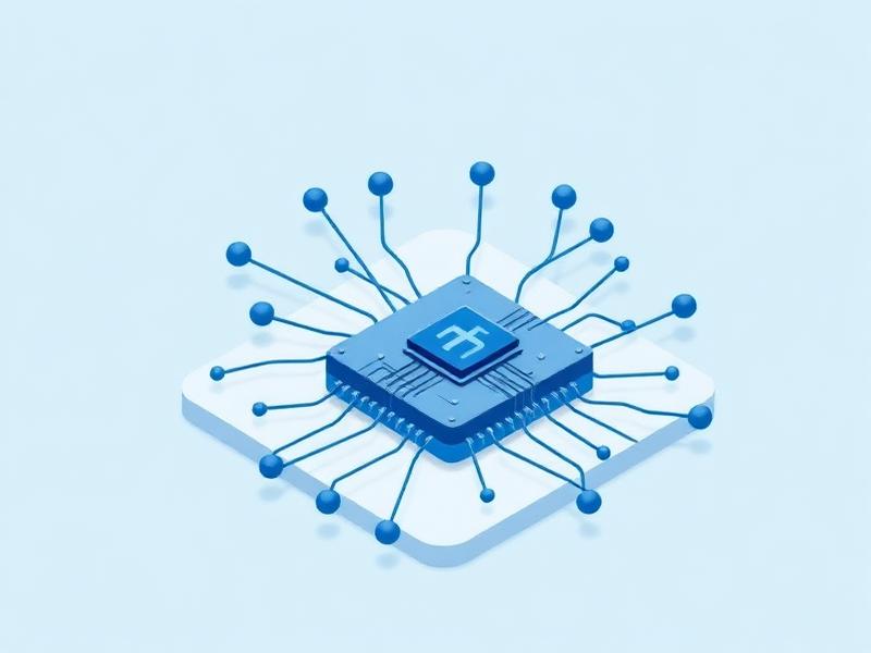 Illustration of an AI chip with a neural network
